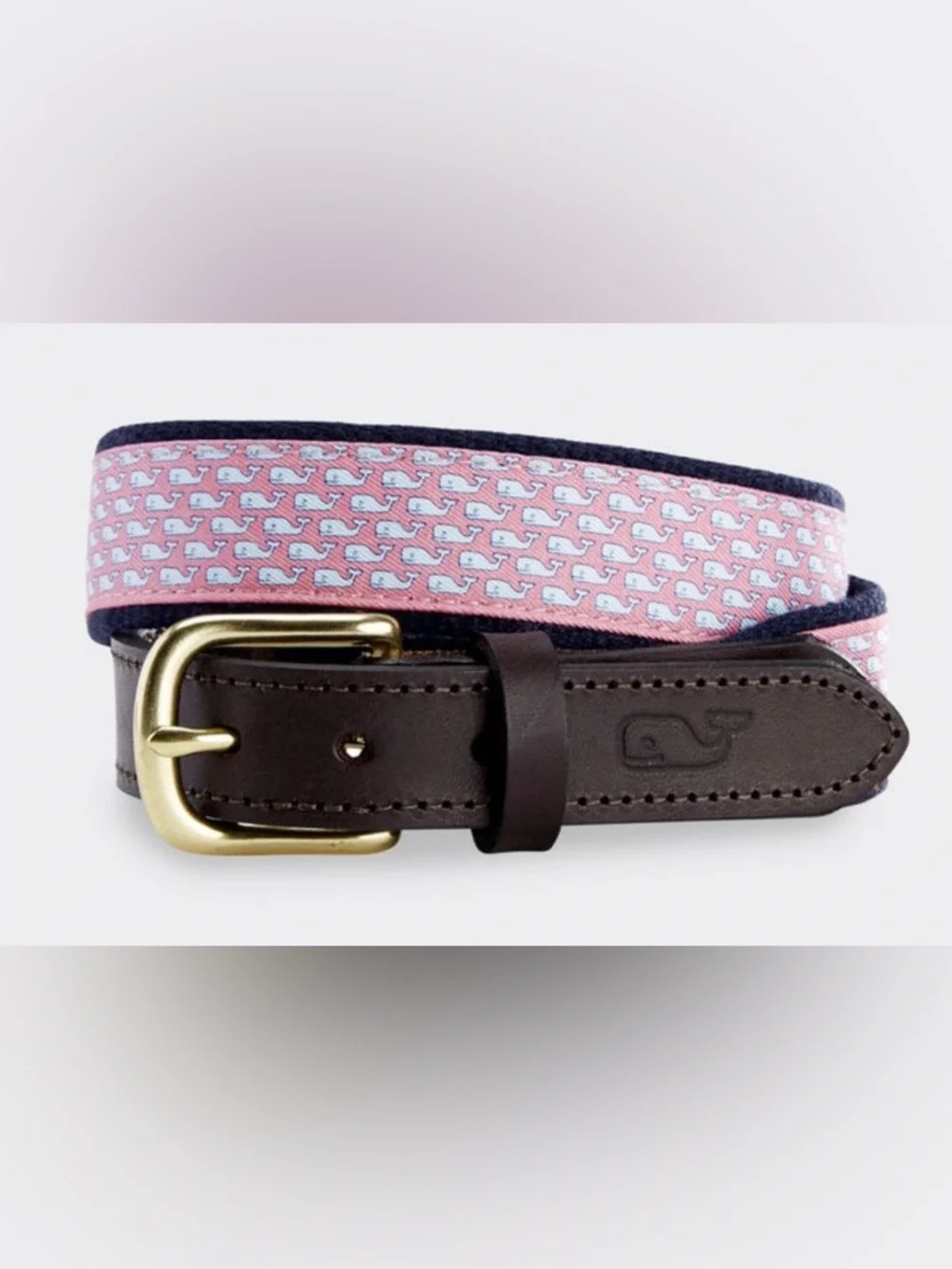 Vineyard Vines Boys’ Classic Whale Canvas Club Belt | Raspberry | Size 28